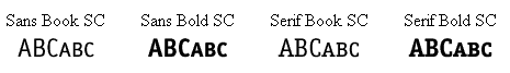 Vier Beispiele von Schriftarten in small-caps